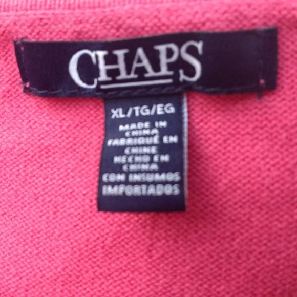 Chaps Striped Pink, White, Black Sweater Top - XL - Picture 5 of 6